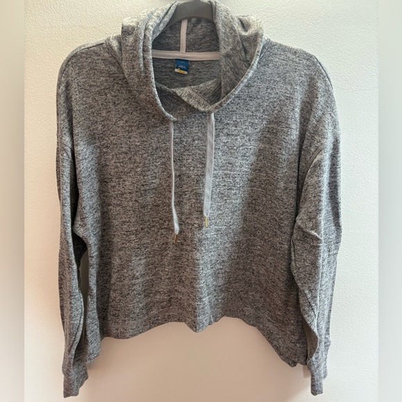 Tops - Gray Cropped Boxy Hoodie Sweatshirt XS